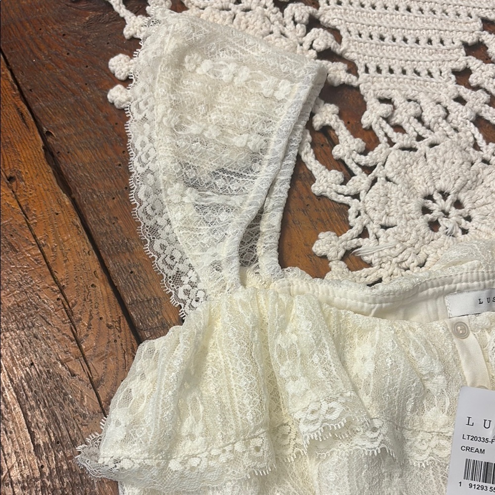Lush Cream Smocked Ruffled Blouse - Picture 2 of 6